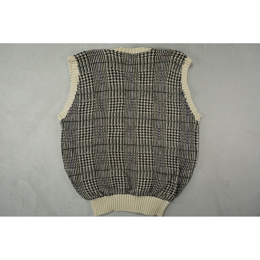 VTG Polo Ralph Lauren Mens Large V-Neck Fair Isle Knit Sweater Vest Cream Silk - Picture 2 of 5